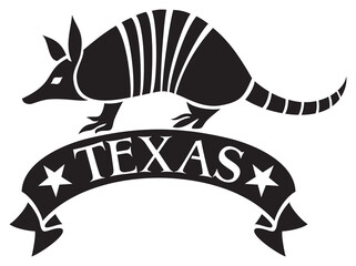 Texas design with armadillo animal and banner
