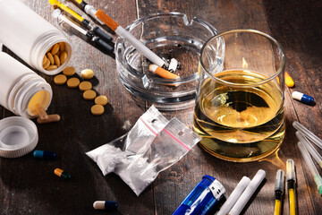 Addictive substances, including alcohol, cigarettes and drugs