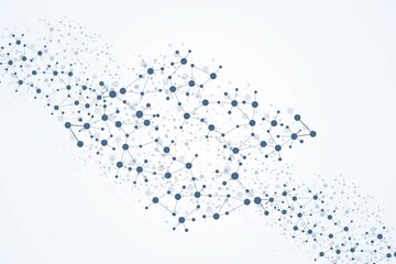 Structure molecule and communication. Dna, atom, neurons. Scientific concept for your design. Connected lines with dots. Medical, technology, chemistry, science background. Vector illustration.