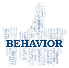 Behavior typography word cloud create with the text only.