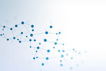 Structure molecule and communication. Dna, atom, neurons. Scientific concept for your design. Connected lines with dots. Medical, technology, chemistry, science background. Vector illustration.