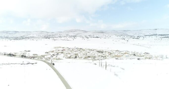 Campo de Murcia nevado, comarca del noroeste drone