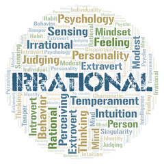 Irrational typography word cloud create with the text only.