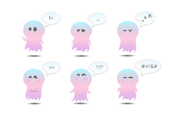 Halloween cute ghosts characters