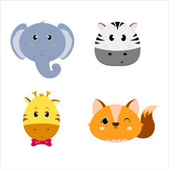 Set of four animals heads
