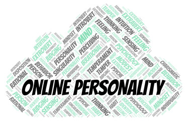 Online Personality typography word cloud create with the text only.