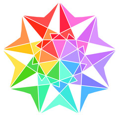 Fototapeta na wymiar abstract geometric rainbow nine sided polygon-9d1