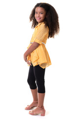 Cute multiracial small girl with a beautiful curly hair