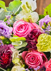 Composition with bouquet of flowers
