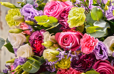 Composition with bouquet of flowers