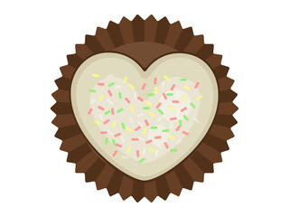 ハート型のホワイトチョコレートのイラスト