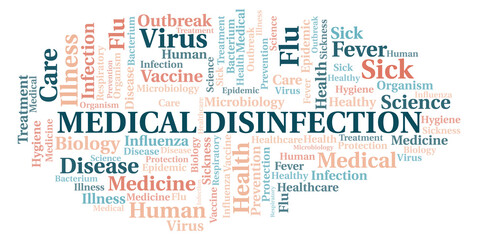 Obraz premium Medical Disinfection typography word cloud create with the text only.