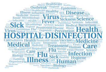Hospital Disinfection typography word cloud create with the text only.