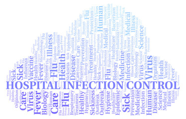 Obraz premium Hospital Infection Control typography word cloud create with the text only.