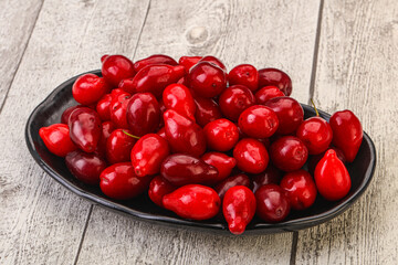 Sweet and ripe cornel berries