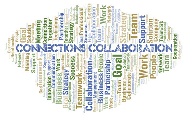 Obraz premium Connections Collaboration typography word cloud create with the text only.