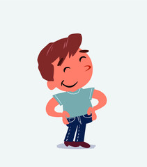  Satisfied cartoon character of little boy on jeans