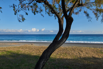 panorama of the beach of Sicily in a beautiful autumn day with the sea just rough