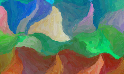 Red, green, blue and brown impressionist impasto background, digitally created.