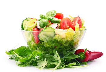 Composition with vegetable salad bowl. Balanced diet