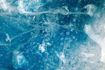 the abstract background of ice structure. blue transparent ice shape