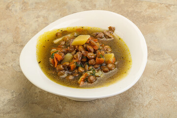 Lentil soup with chicken and vegetables