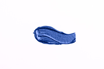 Blue paint stroke isolated on white background.