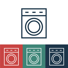 Linear vector icon with washing machine