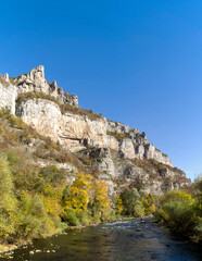 Fototapeta na wymiar The white limestone rocks of Lakatnik in autumn, Bulgaria