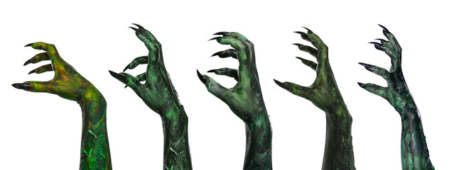 Collage with photos of scary monsters on white background, closeup. Halloween character, banner design © New Africa