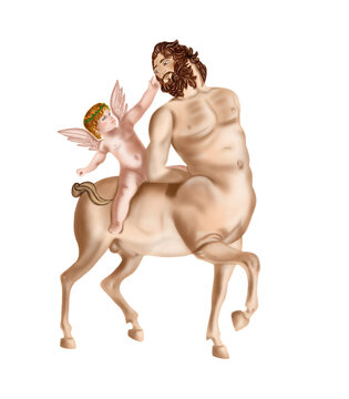 Centaure chevauch&eacute; par l'amour