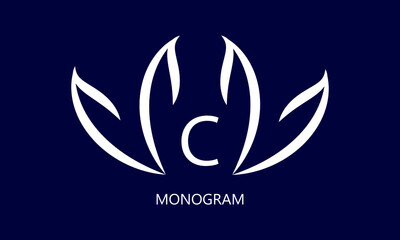 Elegant minimalist logo with the letter C in white on a dark background. Exquisite business sign, monogram identical to restaurant, boutique, hotel, jewelry.