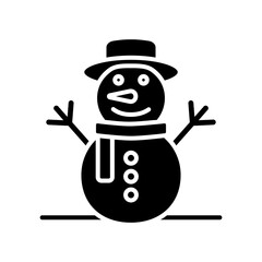 Christmas snowman vector glyph icon. Winter sign