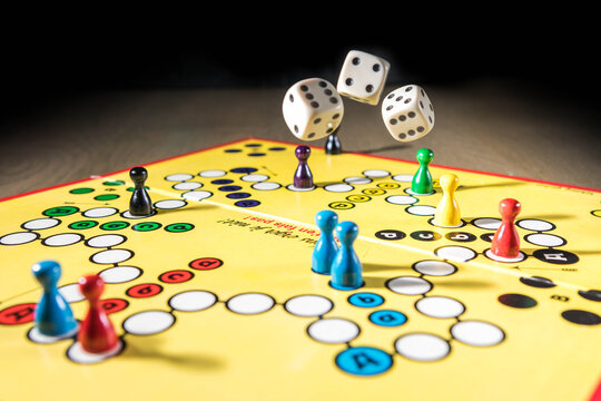 Board game "mens erger je niet"played during the lock down, corona (covid 19), stay home.