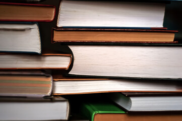 Stack of books.The background of the books.