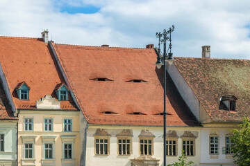 Roofs with windows like eyes, Sibiu, Transylvania, Romania