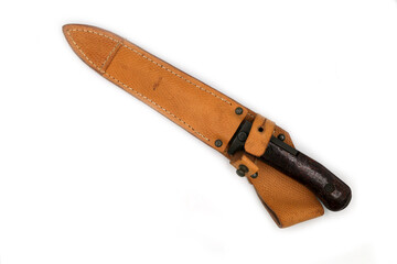 bayonet-knife in a scabbard on a white background