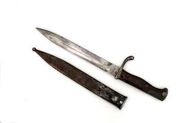 bayonet and scabbard on a white background