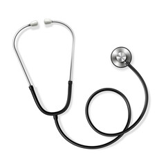 Stethoscope stainless steel realistic tool for diagnostics. Medical equipment. Acoustic device.