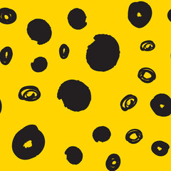 Doodle dots texture. Seamless pattern with ink brush circles. Abstract Hand drawn background for design and decoration textile, covers, package, wrapping paper.