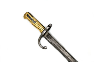 handle and guard of bayonet-knife on a white background