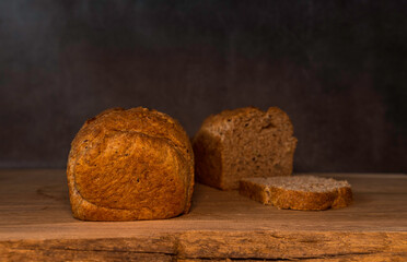 freshly baked bread on wood
