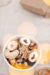 Christmas cookies in white plate