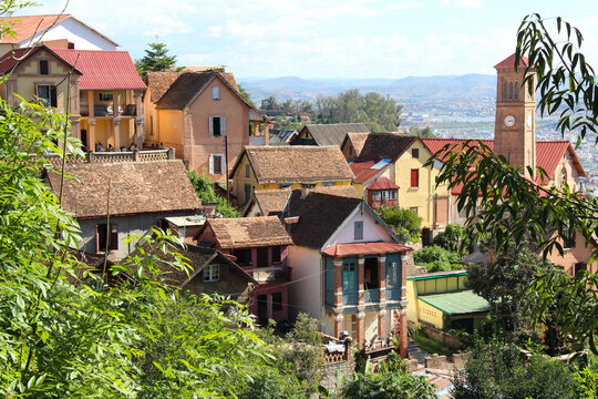 Antananarivo, view of the hill with colorful houses of this capital of Madagascar.