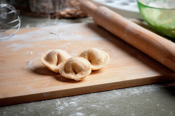 Homemade food.
Preparation of dough for baking.