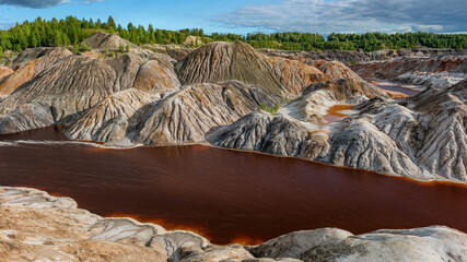 abandoned quarry of coloured clay