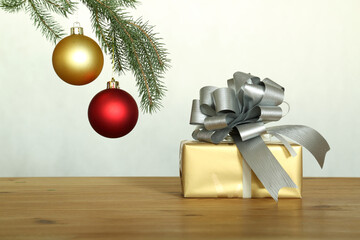 christmas gift box with ribbon and bow