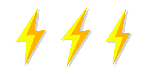 Set of thunder and lighting logo sign icon set. Vector illustration.