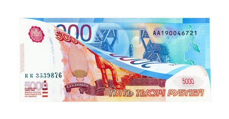 Russian ruble devaluation and denomination concept 