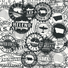 Helena, MT, USA Stamps Background. A City Stamp Vector Art. Set of Postal Passport Travel. Design Set Pattern.